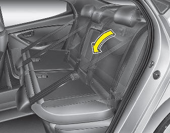 Hyundai Elantra: Rear seat. 4.Fold the seatback toward the front of the vehicle.