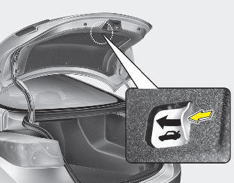 Hyundai Elantra: Emergency trunk safety release. Your vehicle is equipped with an emergency trunk release cable located inside
