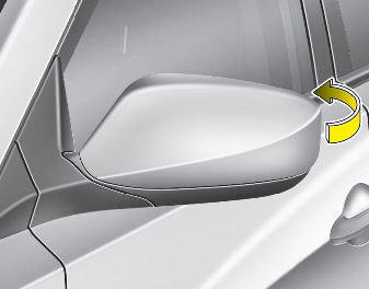 Hyundai Elantra: Outside rearview mirror. To fold outside rearview mirror, grasp the housing of mirror and then fold it