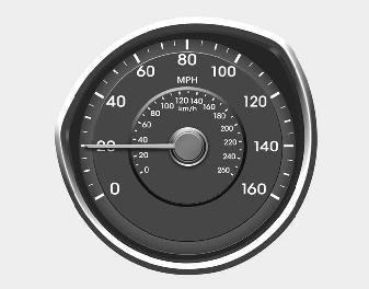 Hyundai Elantra: Gauges. The speedometer indicates the speed of the vehicle.