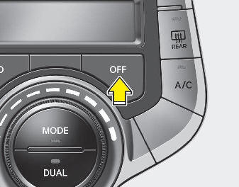 Hyundai Elantra: Manual heating and air conditioning. Push the OFF button to turn off the air climate control system. However, you