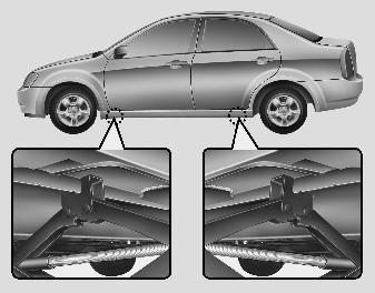 Hyundai Elantra: Changing tires. 8. Place the jack at the front or rear jacking position closest to the tire you