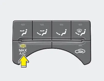 Hyundai Elantra: Heating and air conditioning. To operate the MAX A/C, turn the fan speed control knob to the right then press