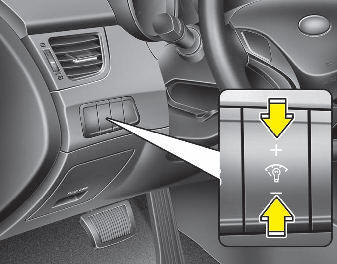 Hyundai Elantra: Instrument panel illumination Hyundai Elantra: Instrument panel illumination. When the vehicle’s parking lights or headlights are on, press the upper or lower