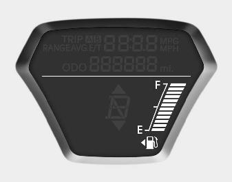 Hyundai Elantra: Gauges. The fuel gauge indicates the approximate amount of fuel remaining in the fuel