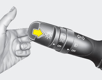 Hyundai Elantra: High beam operation Hyundai Elantra: High beam operation. To flash the headlights, pull the lever towards you. It will return to the normal