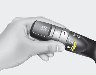 Hyundai Elantra: Front fog light (if equipped). Fog lights are used to provide improved visibility when visibility is poor due