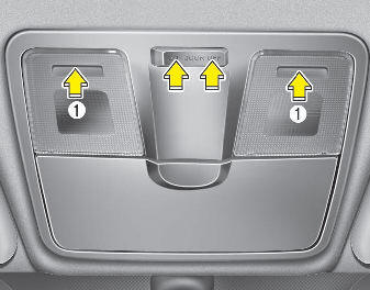 Hyundai Elantra: Map lamp. Push the lens (1) to turn the map lamp on or off. This light produces a spot