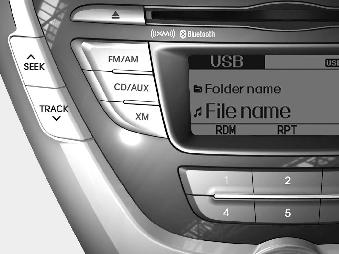 Hyundai Elantra: Using USB device. 1. CD/AUX Button (USB or AUX)