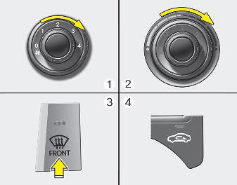 Hyundai Elantra: Manual climate control system. 1. Set the fan speed to the highest (extreme right) position.