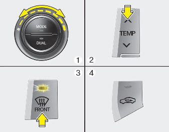 Hyundai Elantra: Automatic climate control system. 1. Select desired fan speed.