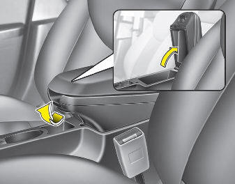 Hyundai Elantra: Center console storage Hyundai Elantra: Center console storage. To open the center console storage, pull up the lever.