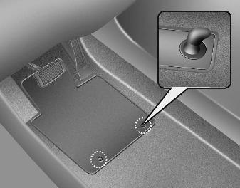 Hyundai Elantra: Floor mat anchor(s). When using a floor mat on the front floor carpet, make sure it attaches to the