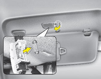 Hyundai Elantra: Interior light bulb replacement. Sunvisor lamp