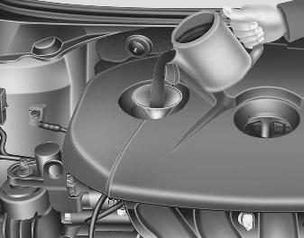 Hyundai Elantra: Checking the engine oil level. If it is near or at L, add enough oil to bring the level to F. Do not overfill.