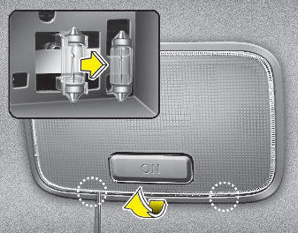Hyundai Elantra: Interior light bulb replacement. Room lamp